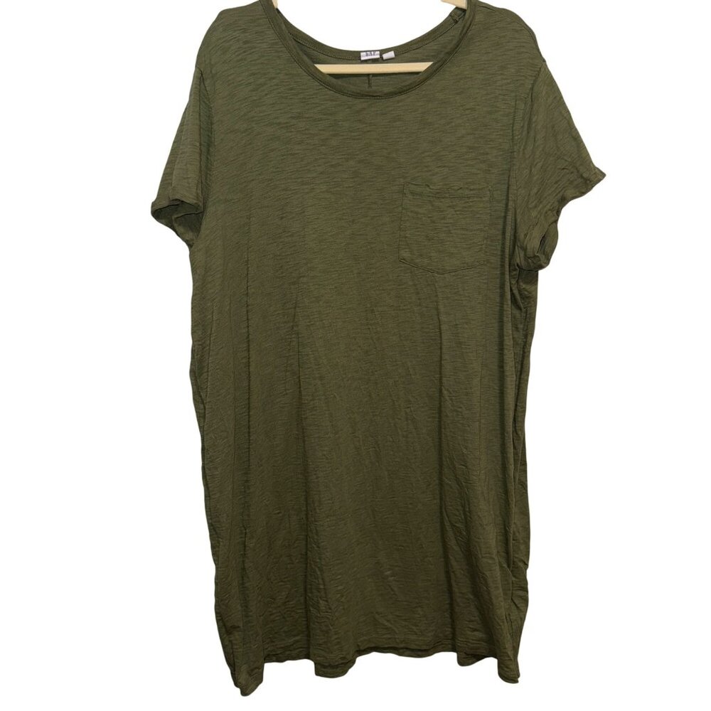 Olive Green T-Shirt Dress Womens XL By Gap Short Sleeve Pocket